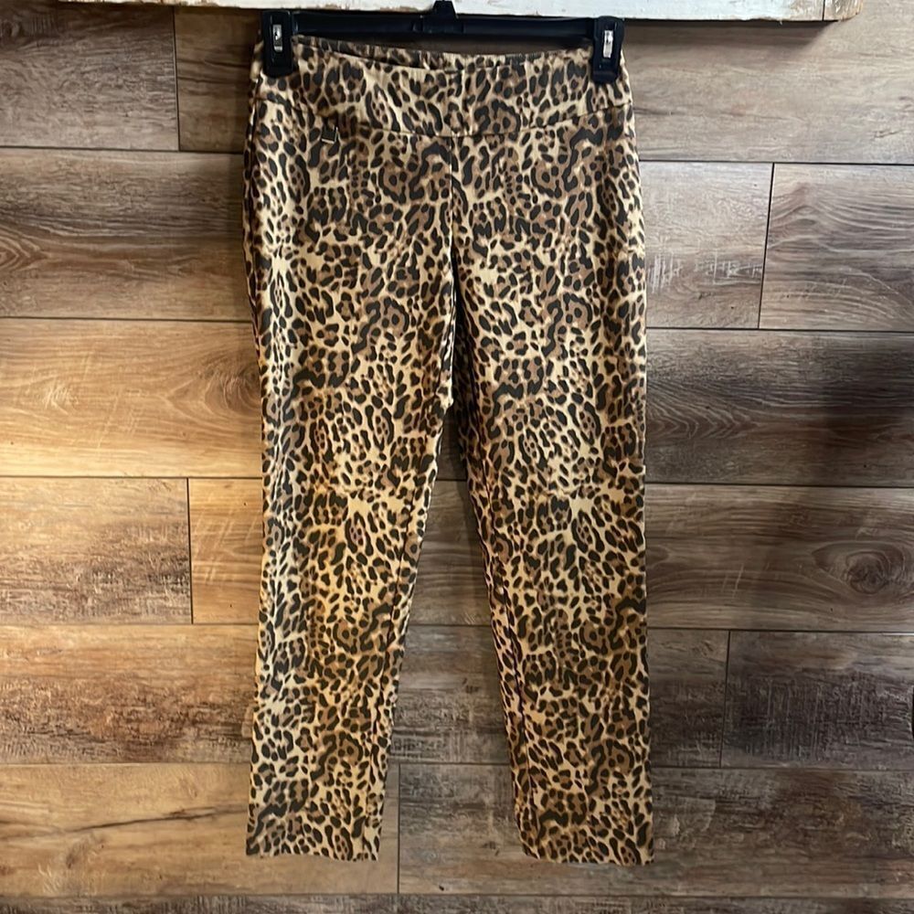 Peck & Peck Leopard Print Stretch Pants Size 4 Pe… - image 1